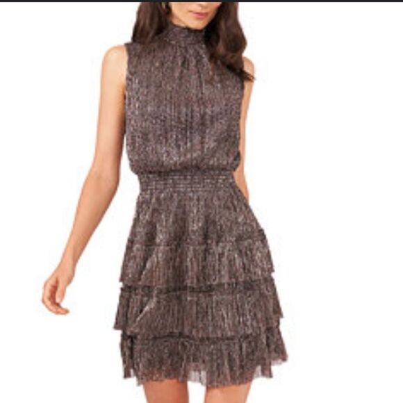 Metallic Smocked Tiered-Skirt Dress XL Sam & Jess - Picture 4 of 15